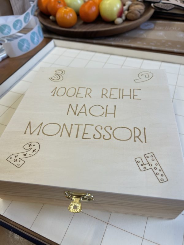 Aufbewahrungsbox für 100er reihe nach Montessori